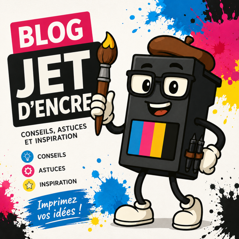 Actualité Jet d'encre Logo représentant un réservoir d'encre avec des feuilles, accompagné du texte "BLOG JET D'ENCRE".